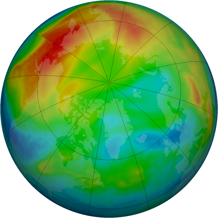 Arctic ozone map for 29 December 1986